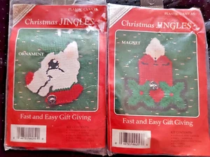 Christmas Jingles "Rudolf & Candle Ornament" Plastic Canvas Kits Size Approx 3" - Picture 1 of 2