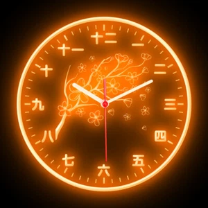 25ck1025 Japanese Kanji Sakura Cherry Blossom Home Décor Flexible Neon Clock - Picture 1 of 16