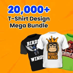 20,000+ T-Shirt Design Mega Bundle | Editable T-Shirt Graphics | AI, PSD, png - Afbeelding 1 van 5