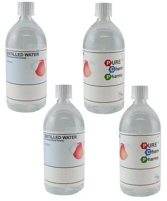 TRADE CHEMICALS Distilled Water Pharmaceutical Grade (PET) 4 x 1L (4L total)
