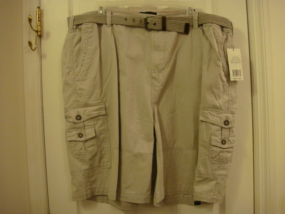 "Pantalones cortos cargo Northpoint con cinturón laterales elásticos beige talla 48 ins 10"" para hombre NUEVO Foto 1 de 4