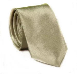Slim Krawatte Beige Edel Satin Schlips klassische Krawatte Beige Krawatten - Bild 1 von 1