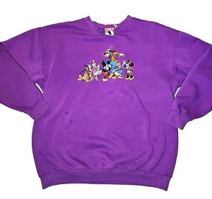 Vintage Mickey Inc Sweater 90s 1990s Purple L/XL Embroider Character Sweatshirt - Bild 1 von 10