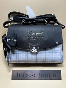 Sanrio Mini Shoulder Bag PU Leather with Face and Ribbon Kuromi New Japan - Picture 1 of 7