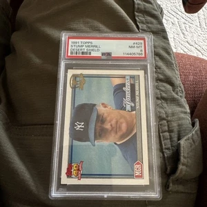1991 Topps Desert Shield #429 STUMP MERRILL PSA 8 YANKEES AUTHENTIC - Picture 1 of 2