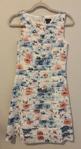 Ann Taylor Shift Dress Fit/Flare White Blue Peach Floral Lined Sleeveless 0 -NWT - Picture 1 of 6