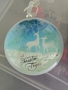 Hallmark Ornament 2014 Our Christmas Together Glass Reindeer Scene - Picture 1 of 3