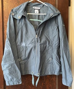 Columbia Jacket Womens 1X Omni Shade Windbreaker Hooded Full Zip Blue - Picture 1 of 7