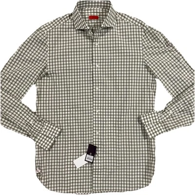 NWT ISAIA Napoli Plaid Gingham Check Leucaita Size 39 Long Sleeve Button Up - Image 1 of 4