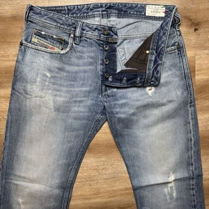 Diesel Jeans Men 32x34 Blue Zatiny Bootcut Cotton Western Made Italy Hemmed 31" - Picture 1 of 14