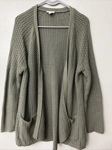 J. Jill Strickjacke Damen L grün Strick Langarm vorne offen Opa Oma - Bild 1 von 3