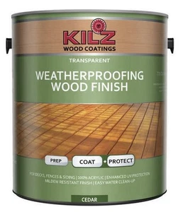 RARE KILZ Wood Coatings Transparent, Weatherproofing Wood Finish Cedar 1 Gallon` - Picture 1 of 2