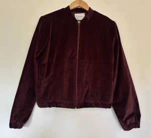Funkis Ladies Jacket Size S Small Bergundy Wool Bomber Lined Velvet  - Bild 1 von 14
