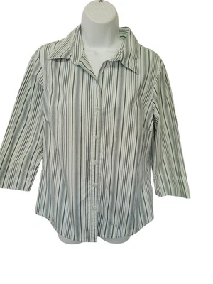 Camisa ALC Atlast Classics para mujer a rayas con botones mangas 3/4 azul M Foto 1 de 4