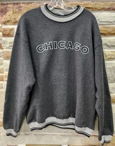 Sweat vintage Jerzees Super Sweats "Chicago" évasé gris années 80 taille M. 🇺🇸 - Photo 1/8
