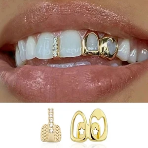 Copper Dental Grillz Gold Color Teeth Caps Hip Hop Tooth Grillz Tooth Jewelry - Picture 1 of 14