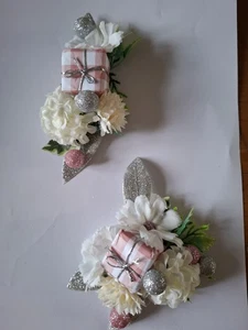 Haarblume und Corsage Brosche Set 40er Mode rosa creme festlich Präents - Bild 1 von 4