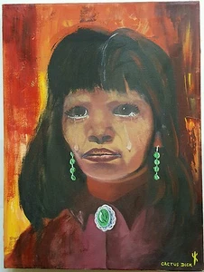 Cactus Dick Acrylic Apache Sweetheart by on Canvas Outsider Art Painting - Picture 1 of 12