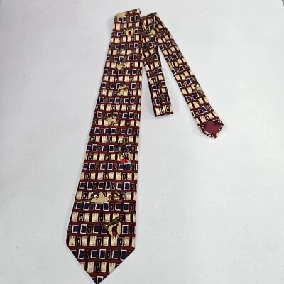 Corbata de hombre vintage Looney Tunes talla única roja 1994 Tasmanian Devil gráfico geométrico Foto 1 de 4