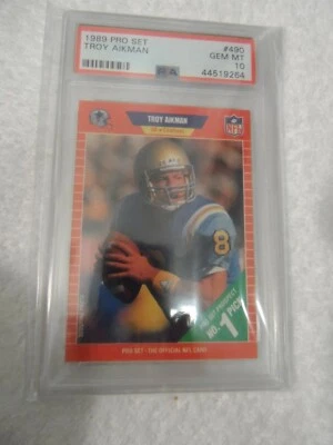 1989 Pro Set Football Troy Aikman Rookie Card RC #490 PSA 10 GEM MINT - Image 1 of 4