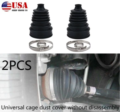 2X Universal Constant Velocity CV Joint Boot Dust Cover Black Anti-Aging Rubber  - Image 1 of 4