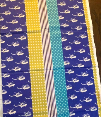 Echino Ni-Co Helicopter Cotton Linen Canvas Japanese Print Etsuko Furuya 35x42" - Image 1 of 4