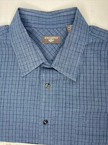 Dockers Button Shirt Men's 2XL Blue Plaid Long Sleeve - Picture 1 of 9