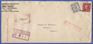 US 1912 Sc F1 10c Eagle Registered stamp + 2c on cover, MEADE, KS, CV $85 - Picture 1 of 2