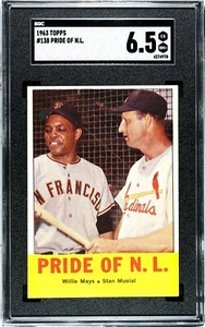 SGC 6.5 - 1963 Topps #138 Willie Mays/Stan Musial PRIDE/NL Giants/Cardinals HOF - Bild 1 von 2