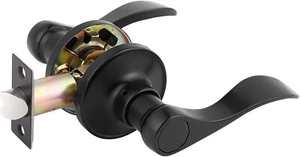 Gobrico 1 Pack Matte Black Passage Interior Door Lever Handles, Wave/Drop Style - Picture 1 of 8