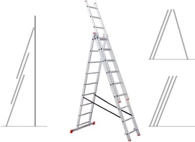 Angebot Dreiteilige Mehrzweckleiter Kombileiter, Alu, TÜV-GS-EN131 / AH 4,3-7,0m - Bild 1 von 4