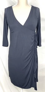 NORDSTROM Wyeth Womens Size M Ruched Side Drape Faux Wrap Dress Grey Stretch - Picture 1 of 6