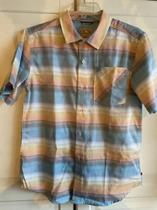 Lucky Brand Shirt Boys Size Large Short Sleeve Button Down Stripe Top New - Picture 1 of 5