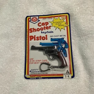 Cap Shooter Mighty Mini Metal Cap Gun Keychain Toy - Picture 1 of 5