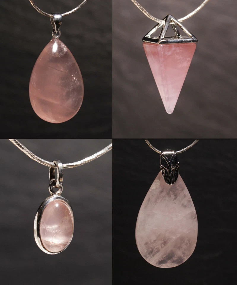 Unikat Edelstein Anhänger mit Rosenquarz für Kette und Lederband Steinschatz - Bild 1 von 1