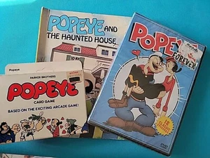1983 Parker Brothers Popeye Card Game~New; "Popeye Forever" DVD~New & Vtg Book - Picture 1 of 8