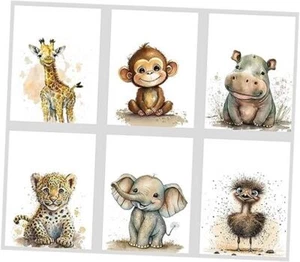 Nursery Wall Decor - Set of 6 Baby Wall Decor - Baby 12x16 inch Baby Animal - Picture 1 of 8