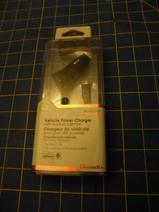 QMADIX- VEHICLE POWER CHARGER with AUXILIARY USB PORT NEW IN PACKAGE - Picture 1 of 3