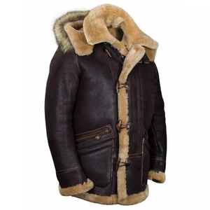 Chaqueta de cuero B-7 Bomber Flight piel de oveja marrón genuina para hombre - Imagen 1 de 5