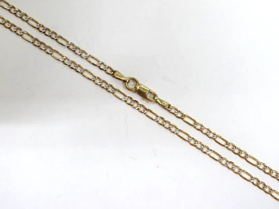 👌😍L@@K Solid 14K Yellow & White Gold Figaro Choker CHAIN NECKLACE 16.5" child Foto 1 de 4