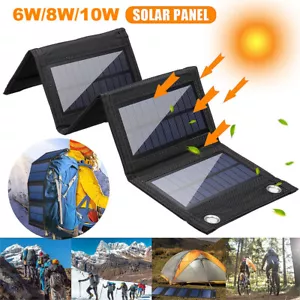 6w 8w 10w Foldable Monocrystalline Solar Panel Kit For Phone/Car Boat/Camping - Picture 1 of 15