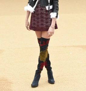 Burberry Allison Boots 38.5 EU 8.5 Patchwork Suede Over The Knee Prorsum Runway - Picture 1 of 9