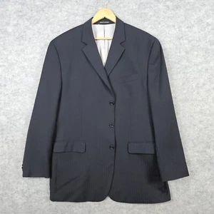 Michael Kors Men's Blazer Navy Blue Pinstriped Size 46L 100% Wool 3-Button Front - Picture 1 of 12