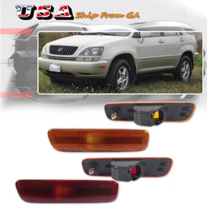 4X OE-Style Amber & Red Side Marker Lights Housings For 99-03 Lexus RX300 #48010 - Picture 1 of 8