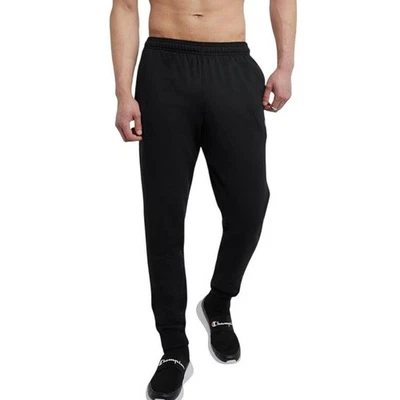 Pantalones deportivos Champion Powerblend de vellón para hombre negros talla grande 31" cónicos Foto 1 de 4
