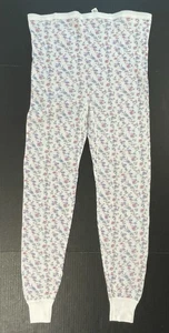 Vintage Floral Waffle Knit Thermal Long John Pants Size XL - Picture 1 of 7