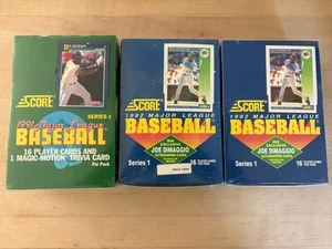 Lot Of 3 Factory Sealed Score Series 1 Baseball Wax Boxes 2X 1992 + 1991 - Picture 1 of 4
