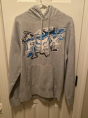 Moletom Fox Racing com capuz masculino XL cinza pulôver gráfico Y2K - Imagem 1 de 4