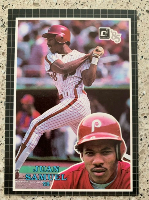 JUAN SAMUEL PHILADELPHIA PHILLIES 1985 Donruss (3.5X5) JUMBO CARD - Image 1 of 1