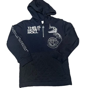 Disney's Star Wars BB-8 droid black pull over quarter zip hoodie youth large  - Picture 1 of 5